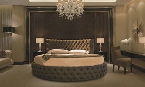 OTELLO LUXURY, Rundes Lederbett mit getufteter Polsterung