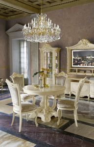 Madame Royale runder Tisch, Tisch im klassischen Stil mit ausziehbarer Platte