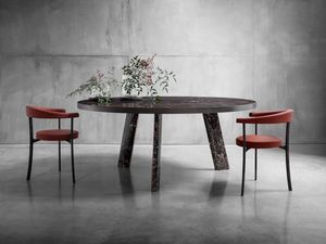 Native Round Table, Runder Tisch aus Holz und Marmor