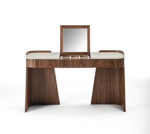 TS12 Shape Schminktisch, Toilette aus Holz und Leder, mit aufklappbarem Spiegel