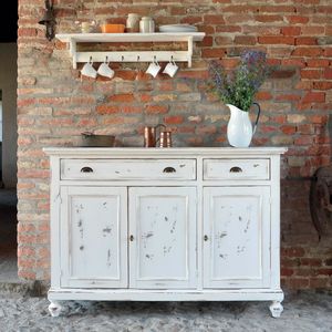 Casa Shabby Chic SHABBY1210, 3-triges Sideboard im Shabby-Chic-Stil mit gedrechselten Fen