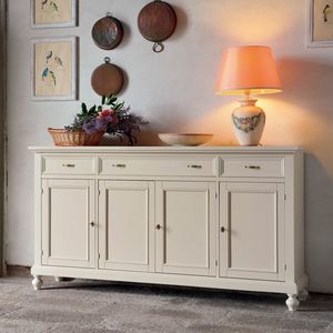 Casa Shabby Chic SHABBY1220, Shabby-Chic-Sideboard mit 4 Tren und gedrechselten Fen