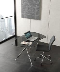 s04 asterix, Moderner Schreibtisch mit Glasplatte