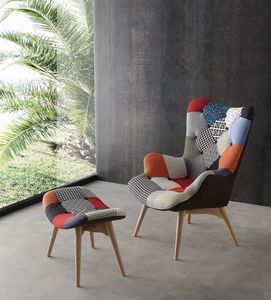 Art. 420 Sweethome, Gepolsterte Sessel mit Holzboden, Patchwork Polsterung