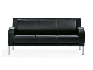 Kristall, 3-Sitzer-Sofa mit Stahlfen, fr Wartebereiche