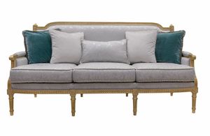 Sofa 4543, Dreisitzer-Sofa im klassischen Stil, Blattgold-Finish