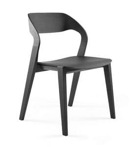 Mixis, Design-Stuhl aus Holz, stapelbar, minimalistisch, fr das Hotel