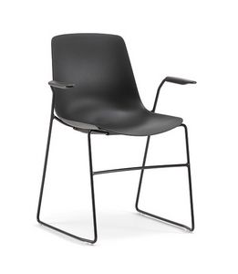 Java Plastic 01 P, Stuhl mit Kufengestell, Kunststoff-Monocoque, mit Armlehnen