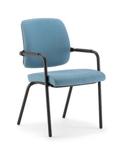 Kos Soft 02 BK, Gepolsterter Stuhl mit Armlehnen, Gestell aus schwarz lackiertem Metall
