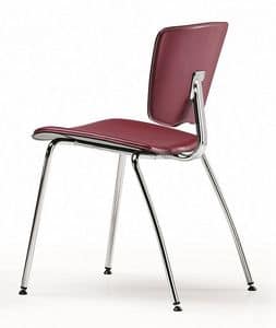 VEKTATOP 120, Stapelbare Stuhl aus Metall, Sitz in Leder bezogen