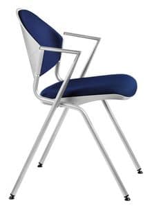 NESTING DELFI 089 S, Stapelbarer Stuhl aus Metall mit gepolstertem Sitz