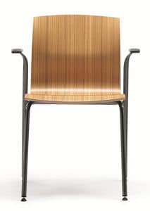 WEBWOOD 358, Stapelbare Stuhl aus Metall mit Schale aus Buchensperrholz
