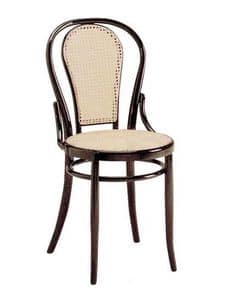 21, Stuhl aus Holz mit Zuckerrohr Sitz und Rckenlehne