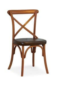 Ciao TI, Stuhl in Buche, Sitz aus Kunstleder berzogen