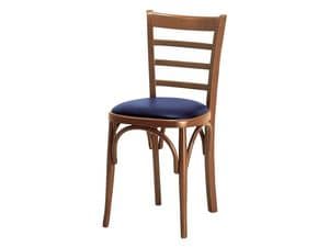 H/a, Gepolsterter Stuhl mit Rckenlehne aus Holz mit horizontalen Lamellen