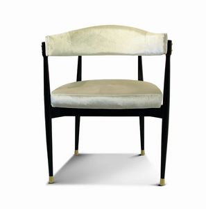 Art. SD 01096, Stuhl aus lackiertem Holz und Samt