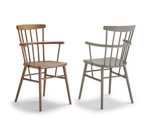 Guri 53/P, Stuhl aus Buchenholz mit Armlehnen