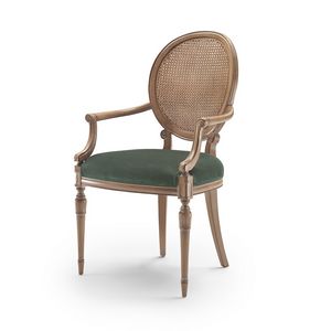 Sessel 9022 LXV-Stil, Stuhl im klassischen Stil mit Armlehnen