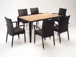 FT 2025.160 - London, Tisch und Stuhl mit Armlehnen, verschiedene Farben, fr den Auenbereich