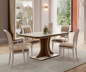 Romantica Tisch, Eleganter fester Tisch mit Carrara-Marmorplatte