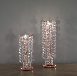 Art. 499/LP - 499/LT, Tischlampen in Kupferoptik mit dekorativen Kristallen