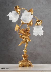 Art. MER 553, Tischlampe mit Rosen aus Muranoglas