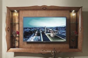 CN03 Charme TV-Stnder, TV-Schrank in eingelegtem Holz, fr Luxus-Hotels