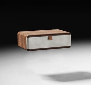 Paradigma Art. EPA001, Beistelltisch mit Schublade aus Holz und Nubukleder