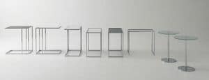 Small tables metal-glass, Couchtisch aus Stahl und Glas, fr Gesprchsbereich