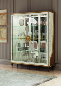 Romantica Vitrine 3 Tren, Vitrine mit neoklassizistischen griechischen Fresken und Carrara-Marmor-Finish