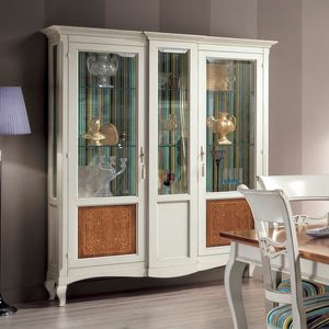 Style NOVITA-H607, 2-trige Vitrine mit Blumenintarsien