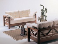 Hollywood, Sofa mit sichtbaren Holz, schlichtes Design, fr Dachboden